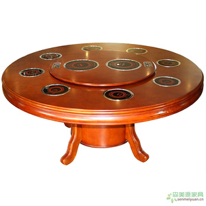 板木结合带转盘火锅桌
