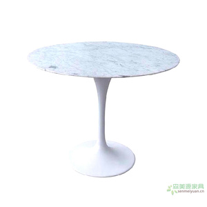 白色烤漆桌脚大理石餐桌