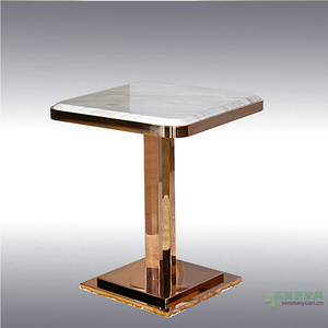 不锈钢电镀金封边大理石餐桌